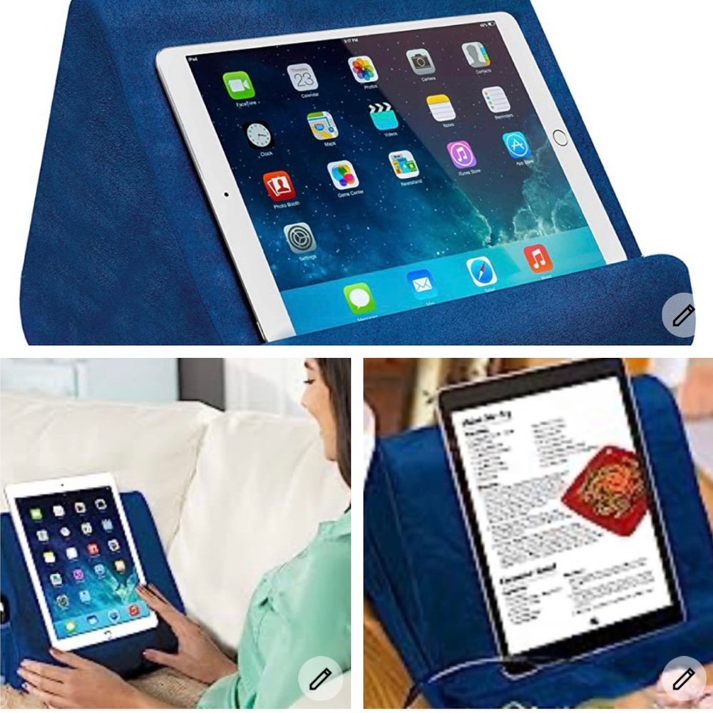 Deluxe Pillow Pad Multi-Angle Soft Tablet Stand Grey Angled Viewing iPad…